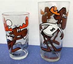Lot of 2 - Pepsi BULLWINKLE MOOSE Collector Drinking Glasses Glass Jay Ward 1975 - £11.93 GBP