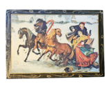 Wooden Jewelry Keepsake Box with Winter Horses, Sleigh &amp; Couple Graphic - $19.99