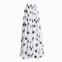 White Polka Dot Print Chiffon Skirt Summer Chiffon Skirt Plus Size Beach Skirts image 3