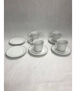 Sun Chow Fine China Sterling Affair Japan 10 piece white 4 cups 6 saucers - £13.30 GBP