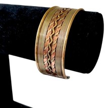 Brass Copper Woven Cuff Bracelet Bangle Chunky Tibetan Twisted Western Vintage  - £19.75 GBP