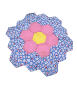 Antique Grandmas Flower Garden Quilt Block Piece Replacement Blue Pink W... - $26.96 CAD