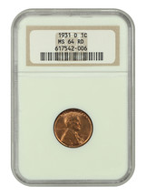 1931-D 1C Ngc MS64RD - £400.59 GBP