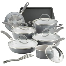 Rachael Ray Create Delicious 13 Piece Aluminum Nonstick Pots and Pans Set, Gray  - $119.99