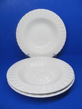 Johnson Brothers Swirl Pattern Set Of 3 White 8 1/2&quot; Round Rimmed Soup Bowls VGC - £17.62 GBP