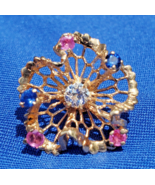 Earth mined Diamond Sapphire Ruby Deco Earrings Vintage Filigree Solid 1... - $4,263.12 CAD