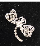 Vtg Sterling Silver 925 Dragonfly Brooch w/ Faceted Marcasite Accent Bea... - $928.02 MXN
