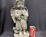 GORGEOUS PRAYING ANGEL Weathered CONCRETE GARDEN STATUE 17” TALL - £58.66 GBP
