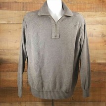 Geoffrey Beene Men&#39;s Size L Pullover Sweater 1/4 Zip Gray DD8 - £6.74 GBP