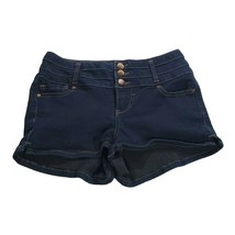 Blue Spice Shorts Size 3 Womens/Juniors Dark Wash Low Rise Button Fly Denim - £11.55 GBP