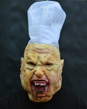 Scary Chef Halloween Mask grotesque Butcher with Chef Hat - $18.99