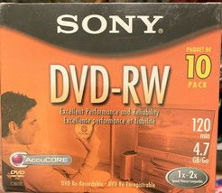 Sony DVD-RW Recordable DVD 4.7GB Discs 10 Pack With Jewel Cases New Discs  - $24.70