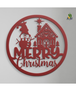 Merry Christmas Cheerful Snowman Metal Wall Sign - Perfect Holiday Decor... - $56.11 CAD+
