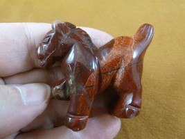(Y-HOR-P-716) red Prancing WILD HORSE GEMSTONE stone carving figurine ho... - $17.53