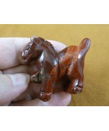 (Y-HOR-P-716) red Prancing WILD HORSE GEMSTONE stone carving figurine ho... - $321.98 MXN
