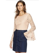 MEDIUM Adrianna Papell Womens Full Lace Bell Sleeve Top in Warm Blush  B... - €17,07 EUR