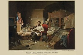 President Lincoln, writing the Proclamation of Freedom. January 1st, 1863 - Art  - £17.57 GBP+