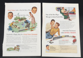 2 Diff 1950 Lionel Trains Joe Dimaggio Yankees &amp; Christmas Train Set Print Ads - £14.54 GBP