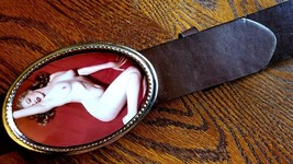 Marilyn Monroe - Famous - Sexy Pose Belt Buckle &amp; Brown Bonded leather Belt - £18.56 GBP