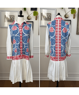 Vintage 70s Does 20s Miss Serbin Drop Waist Heart Novelty Print Dress L - $74.92 CAD