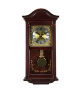 Bedford Clock Collection 22 Inch Wall Clock in Mahogany Cherry Oak Wood ... - $155.49