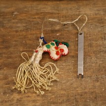 Vtg Hand Made Christmas Ornament Hanging Charm Fabric Thread Metal - £7.00 GBP