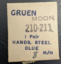 1 Pair / Set Of NOS Gruen 210-211 Blue Steel - Moon - Wrist Watch Hands 8mm - £12.38 GBP