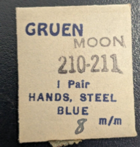 1 Pair / Set Of NOS Gruen 210-211 Blue Steel - Moon - Wrist Watch Hands 8mm - £12.22 GBP