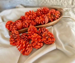 Orange Painted Pinecones , pinecones , basket or bowl filler, garland, o... - £11.78 GBP