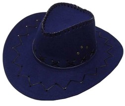 DARK BLUE COLOR SOFT LEATHER STYLE WESTERN COWBOY HAT cowgirl unisex HEA... - £9.83 GBP