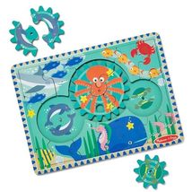 Melissa &amp; Doug Wooden Underwater Jigsaw Spinning Gear Puzzle  18 Pieces... - £11.79 GBP