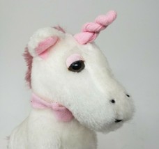 7&quot; Vintage Dan Dee Baby White &amp; Pink Unicorn Sitting Stuffed Animal Plush Toy - £29.13 GBP