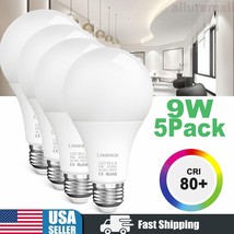 5Pack Led Light Bulb 9W Watt Equivalent 90W 6500K Bright Cool Daylight E26 A19 - £23.59 GBP