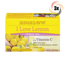 3x Boxes Bigelow I Love Lemon Herbal Tea Vitamin C | 20 Pouches Per Box | 1.28oz - £16.16 GBP