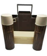 Vintage King Seeley Thermos 4 Pc Woodgrain Thermos &amp; Container Set w Cad... - $676.45 MXN