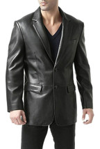 Genuine lambskin Men&#39;s Leather Blazer Black Handmade Formal Coat Party Stylish - £93.77 GBP+