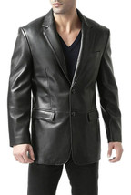 Genuine lambskin Men&#39;s Leather Blazer Black Handmade Formal Coat Party Stylish - £95.27 GBP+