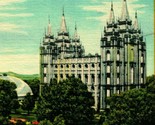 Temple Square Tabernacle Salt Lake City Utah UT UNP Vtg Linen Postcard O12 - $3.91