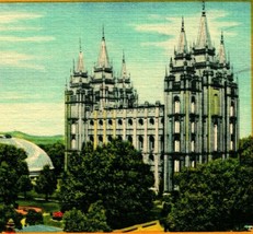 Temple Square Tabernacle Salt Lake City Utah UT UNP Vtg Linen Postcard O12 - £3.12 GBP