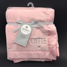 Carter&#39;s Baby Blanket CUTIE Satin Trim Pink Single Layer - £45.06 GBP