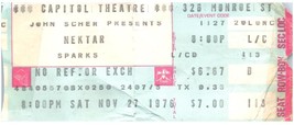 Nektar Sparks Ticket Stub Novembre 27 1976 Capitol Théâtre Passaic - £32.13 GBP