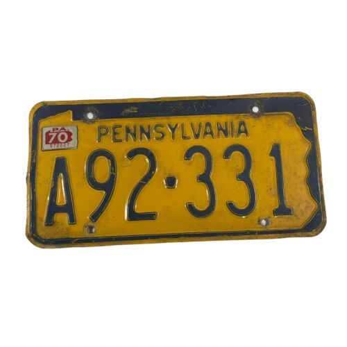 Primary image for Vintage 1970 Pennsylvania License Plate A92-331 Distressed Retro Tag Wall Decor