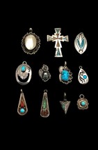 Navajo Sterling Silver Turquoise Multi Stone Pendant Charm Resale Lot 014 - £175.85 GBP