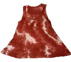 Vine &amp; Love Sleeveless Burnt Orange And White Tie Dye Flare Bottom T-Shirt - £9.77 GBP