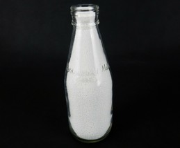 Vintage Glass Pint Milk Bottle, Round, Embossed, Pasteurized Milk, P. M.... - $14.65