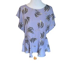 Ann Taylor Loft Womens Peplum Blouse Scoop Neck Short Sleeve Leaf Print ... - $10.38