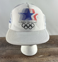 1984 Los Angeles Olympics Trucker Style Snapback Baseball Hat - White adidas - £23.21 GBP