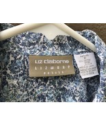 Liz Claiborne Women&#39;s Petite Sz P Blouse Paisley Blue Roses Pearled Btns... - £13.86 GBP