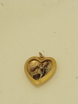 Vtg Bowling Pendant Womens Gold Tone Heart Shape Pendant Lady Bowler Figure - $231.50 MXN