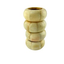 Audrey Napkin Rings Carved Soap Stone on Wood Base in Cream Set of 4 - £19.28 GBP